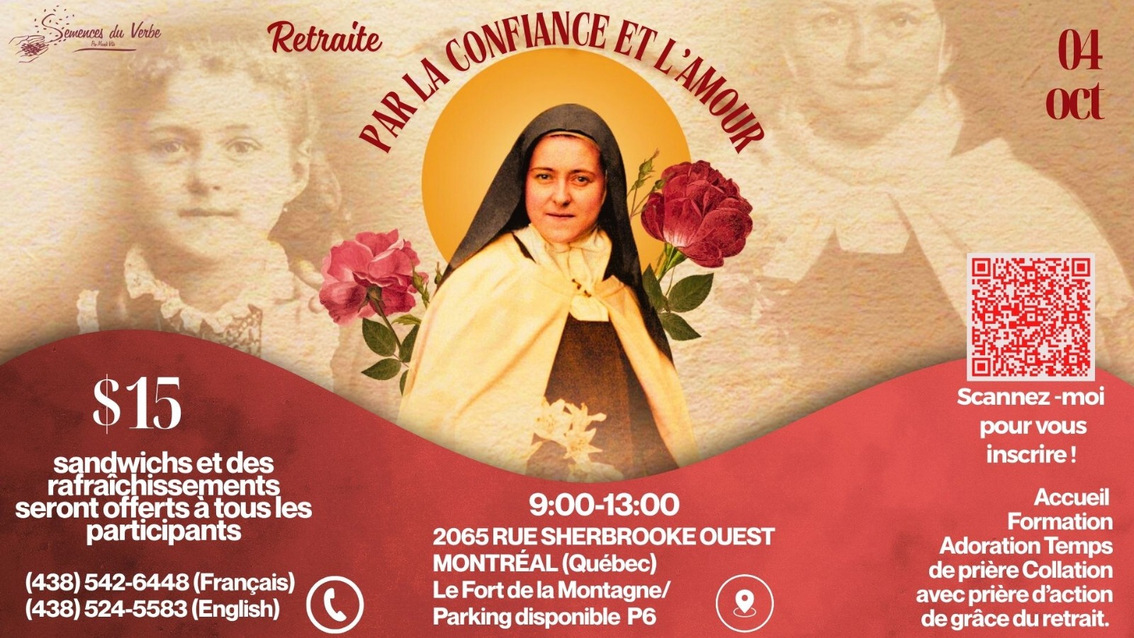 « Par la Confiance et par l’Amour »
Retraite spirituelle à l’école de Sainte Thérèse de l’Enfant-Jésus.